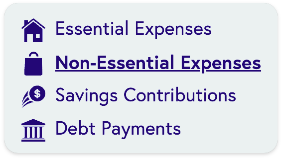 Expense types with non-essential highlighted